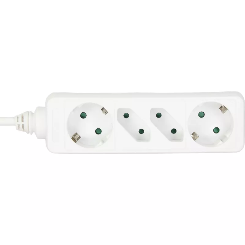 Ciabatta InLine, 4 prese, 2x CEE7/3 + 2x Euro CEE 7/16, bianco, 3m