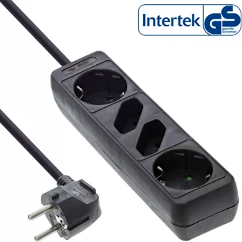 Ciabatta InLine, 4 prese, 2x CEE7/3 + 2x Euro CEE 7/16, nero, 1,5m