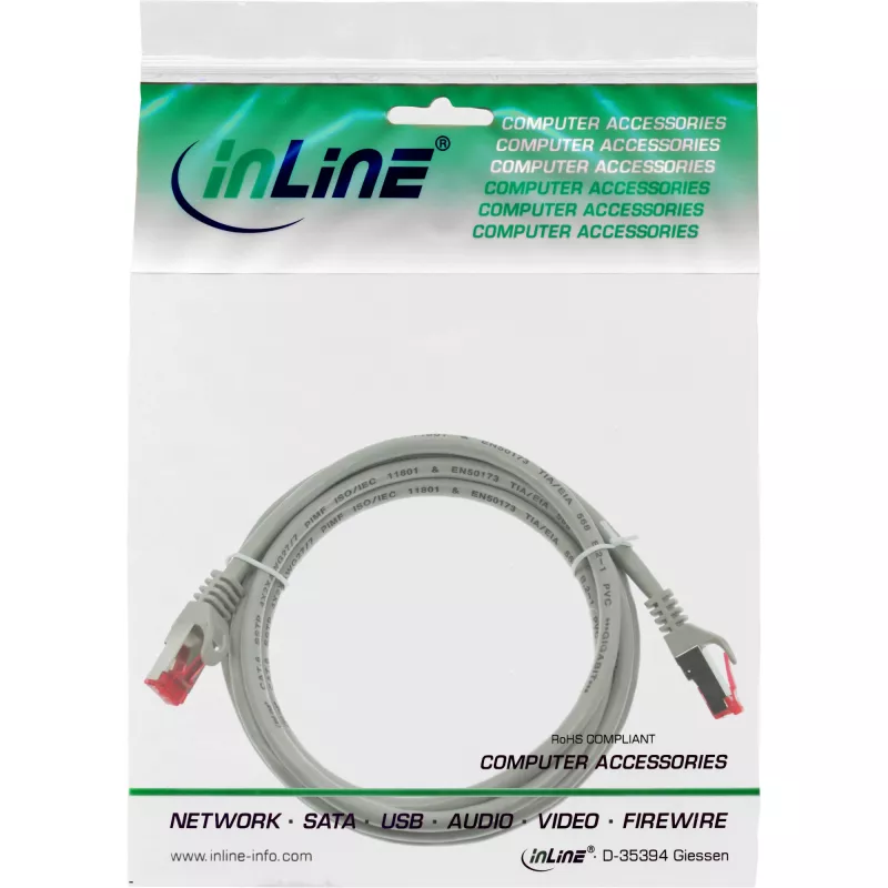Cavo patch InLine S/FTP PiMF Cat.6 250MHz PVC rame grigio 1m