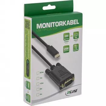 Cavo display USB InLine, USB-C maschio / VGA maschio (DP Alt Mode), nero, 2 m