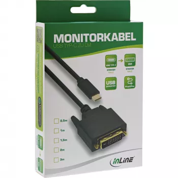 Cavo display USB InLine, USB-C maschio / DVI maschio (DP Alt Mode), nero, 1 m