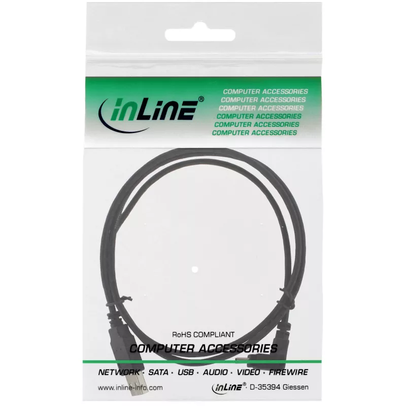 InLine cavo USB Type-A maschio / Mini-USB maschio 5 pin angolare verso il basso 90° nero 1 m