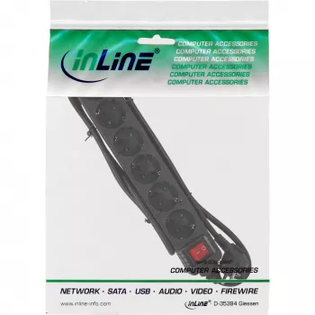 Ciabatta InLine, 6 prese Schuko CEE 7/3, nero, 5 m