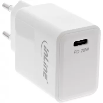 Caricabatterie USB PD InLine singolo USB-C, Power Delivery, 20W, bianco
