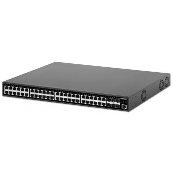 Switch Intellinet 48 porte Gigabit Ethernet PoE+ Layer 2+ gestito con sei uplink 10G SFP+ conforme IEEE 802.3at/af (PoE+/PoE), budget PoE 450 W, Layer 2+/Layer 3 Lite, 6 x 10G SFP+ aperti