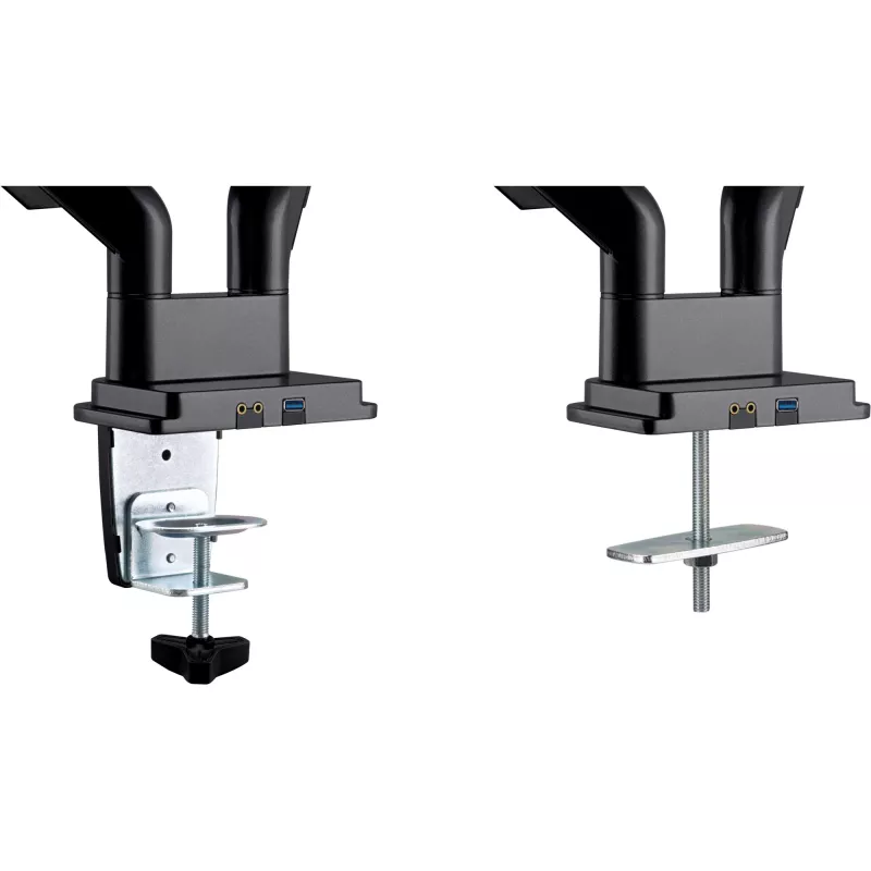 Supporto da scrivania InLine con meccanismo a sollevamento e USB/audio, 2 monitor fino a 81 cm (32 pollici), nero