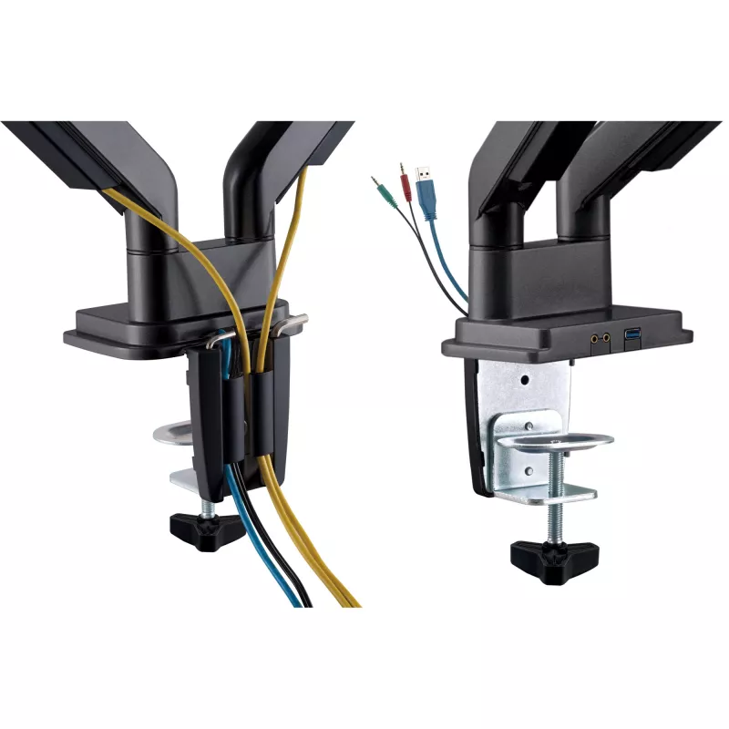 Supporto da scrivania InLine con meccanismo a sollevamento e USB/audio, 2 monitor fino a 81 cm (32 pollici), nero