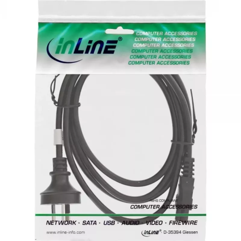 Cavo di alimentazione InLine Australia, per notebook, nero, 2 m
