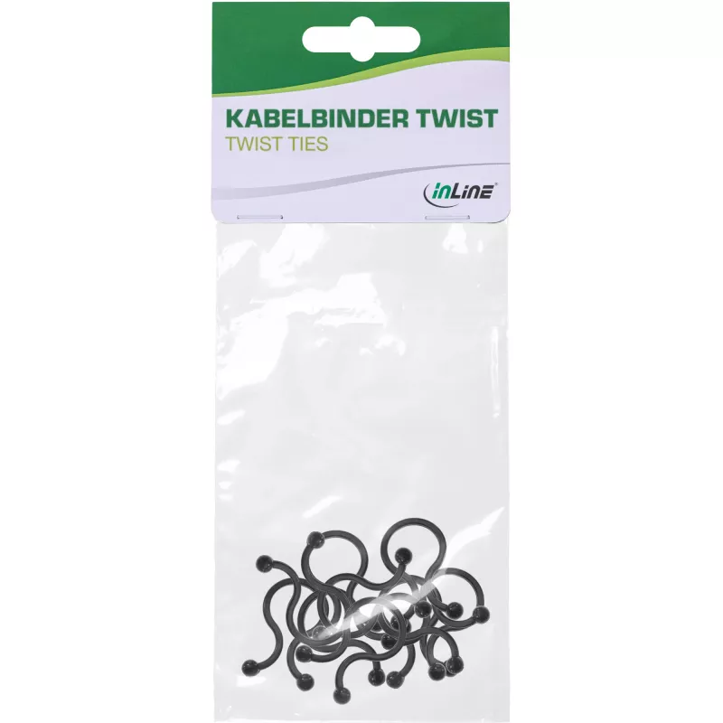 Fascette twist InLine 22 mm, nero, 10 pezzi — fissacavi/fili