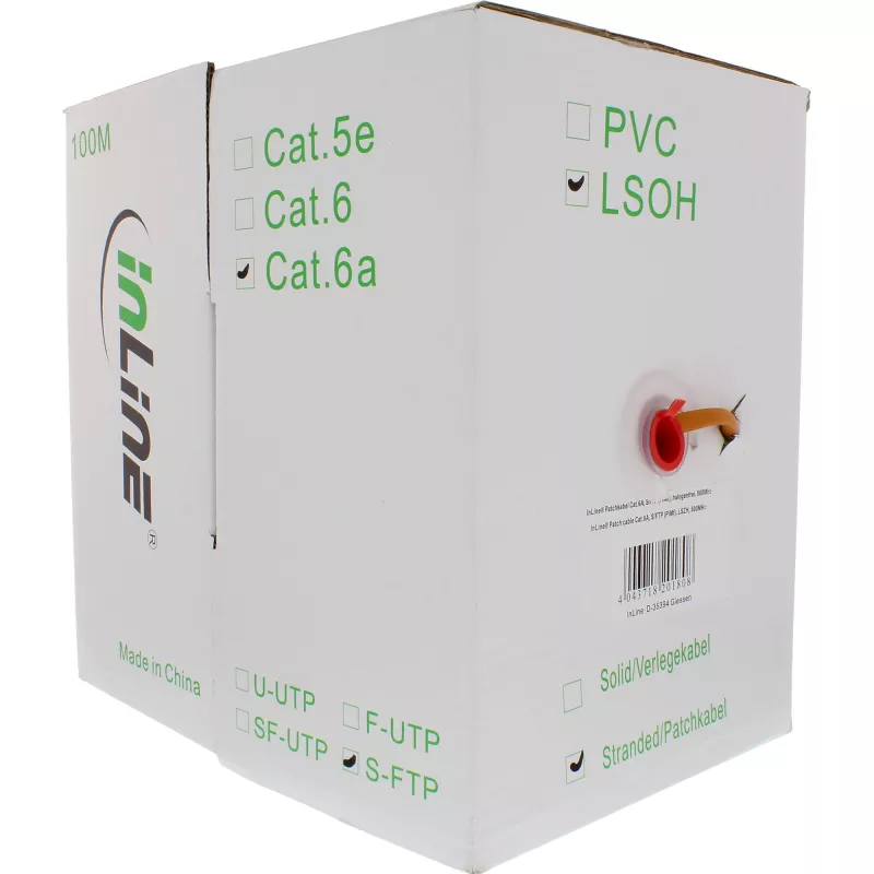 Cavo patch InLine S/FTP PiMF Cat.6A senza alogeni 500 MHz arancione 100 m