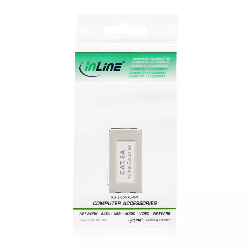 Adattatore Cat.6A InLine, completamente schermato, metallo, 2x RJ45 F/F, 1:1