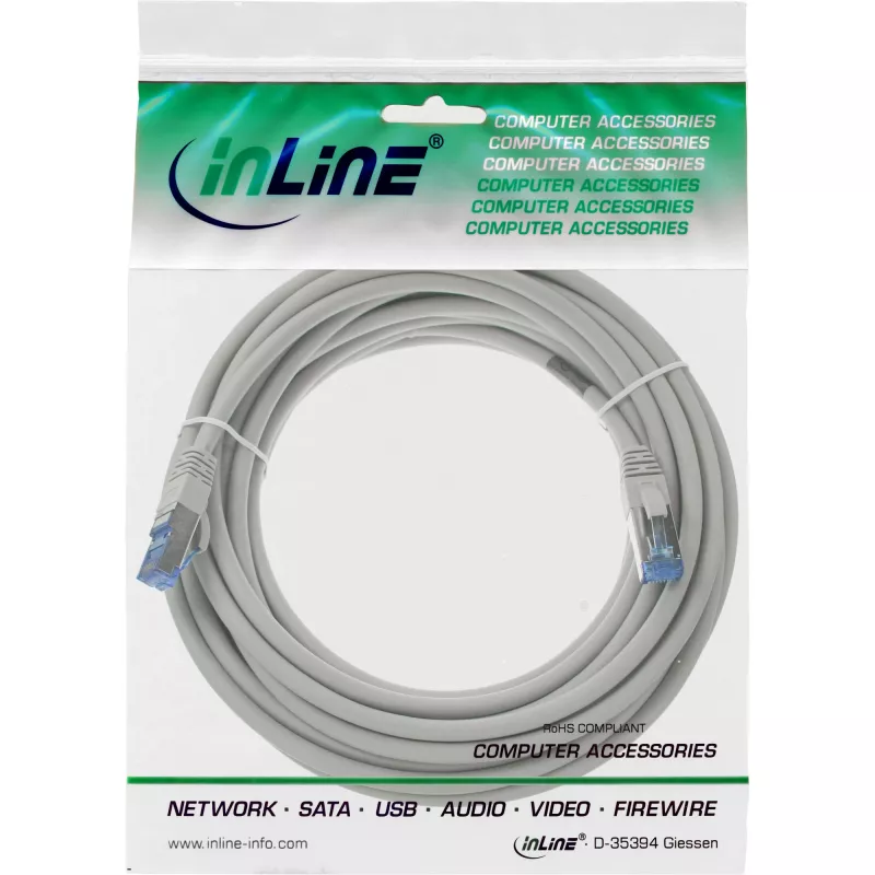 Cavo patch InLine S/FTP PiMF Cat.6A senza alogeni 500MHz grigio 20m