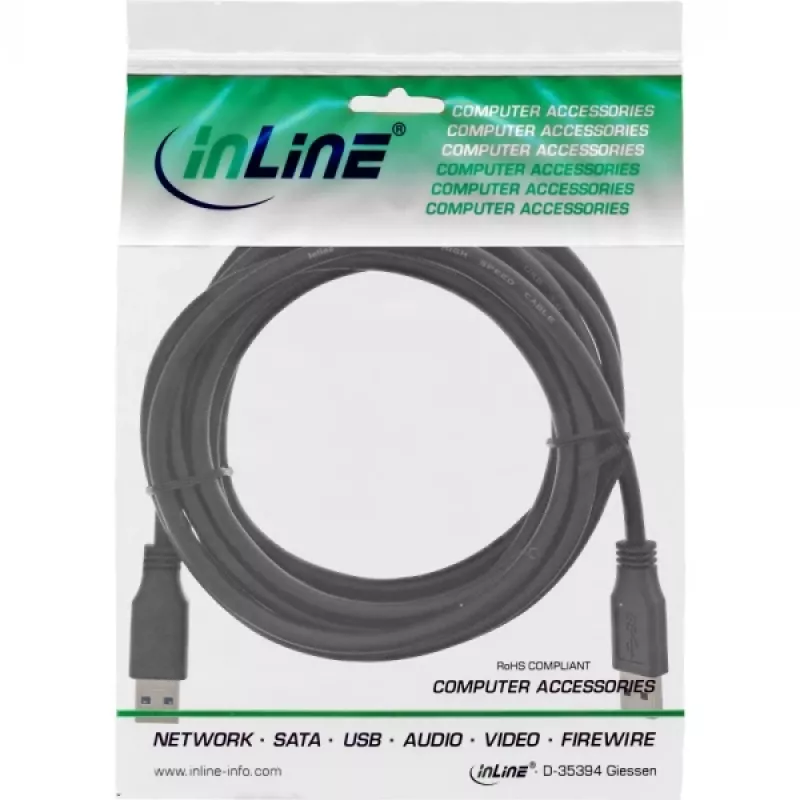 Cavo InLine USB 3.2 Gen.1 Type-A maschio / A maschio nero 3 m