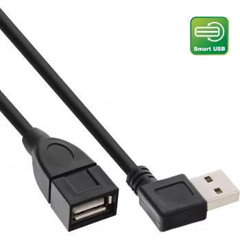 Cavo InLine USB 2.0 Smart angolare + reversibile Type-A maschio / femmina nero 1m