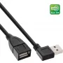 Cavo InLine USB 2.0 Smart angolare + reversibile Type-A maschio / femmina nero 1m