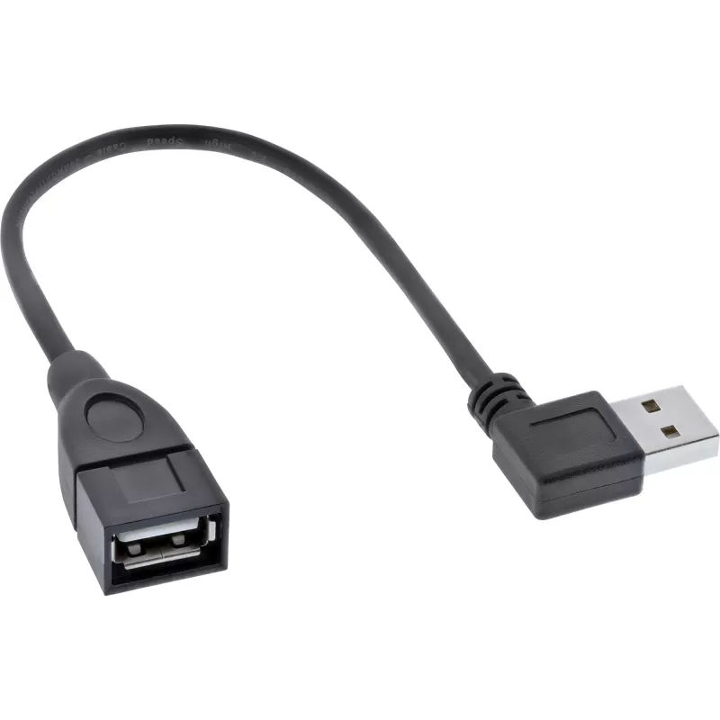 Cavo InLine USB 2.0 Smart angolare + reversibile Type-A maschio / femmina nero 0,2 m