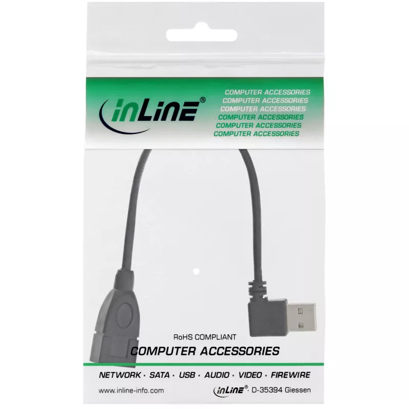 Cavo InLine USB 2.0 Smart angolare + reversibile Type-A maschio / femmina nero 0,2 m