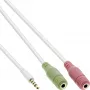 Cavo adattatore audio headset InLine jack 3,5 mm maschio 4 poli / 2x 3,5 mm bianco 1 m