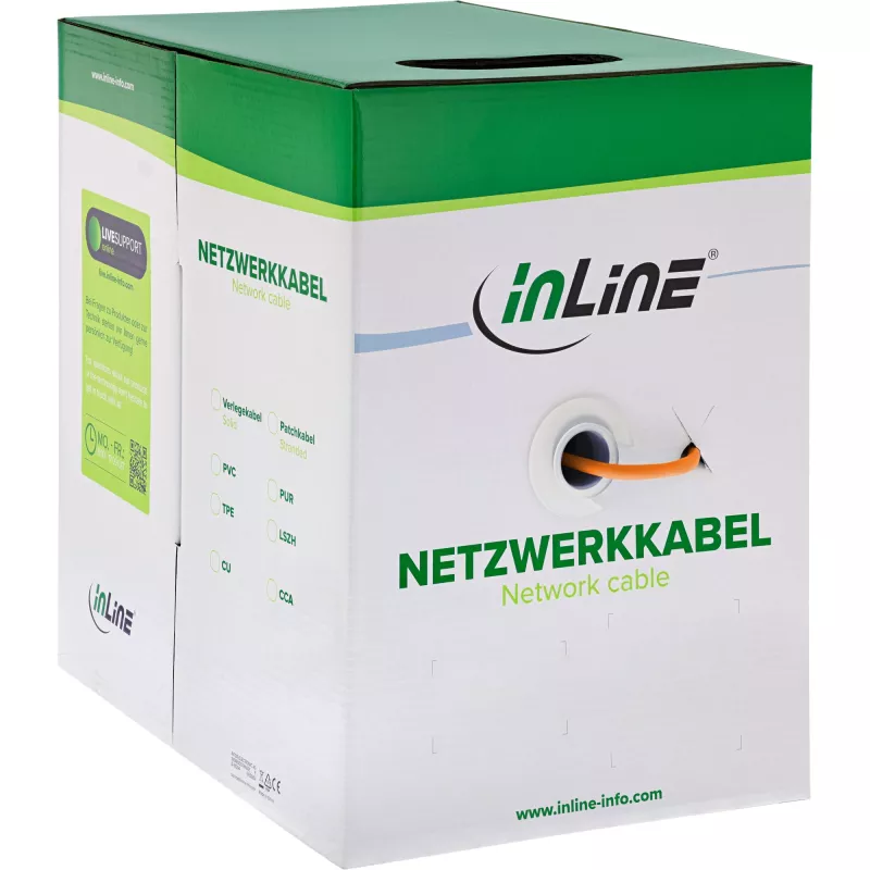 Cavo installazione massiccio InLine 250MHz S/STP Cat.6 CU AWG23 senza alogeni 500m
