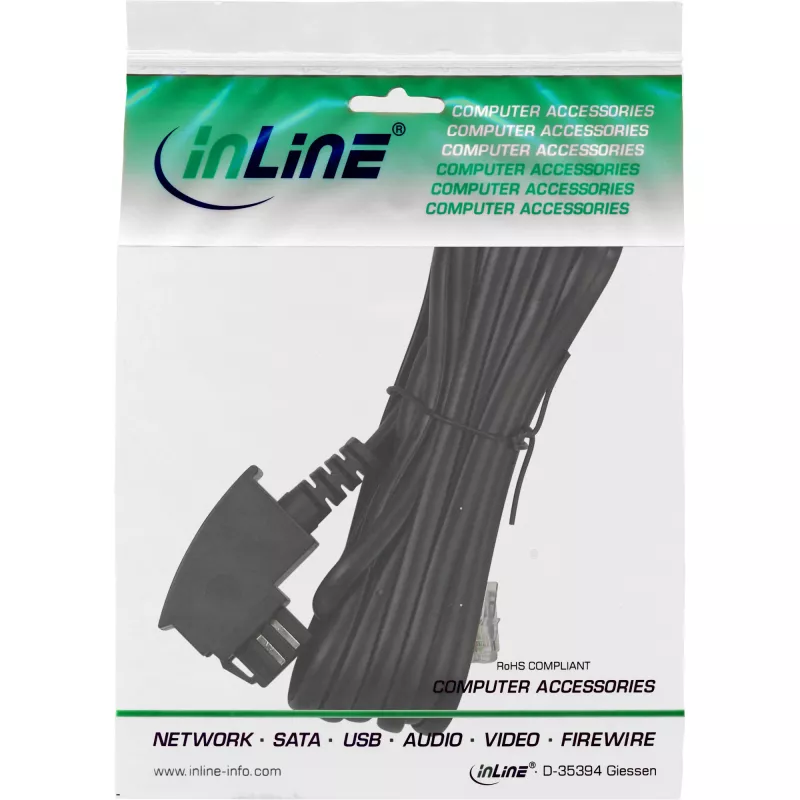 Cavo InLine TAE-N TAE-N / RJ11 6P4C 1m, 1 m, TAE-N, RJ11, maschio, maschio, nero