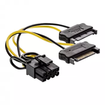 InLine cavo adattatore di alimentazione, 2x connettore maschio SATA / connettore maschio PCI-Express 8 pin, 0,15 m