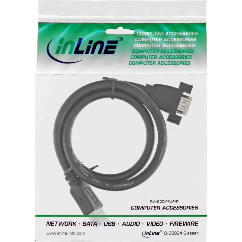 Adattatore HDMI 4K2K Type-A maschio / Type-A femmina con flangia 0,6 m InLine 17500B