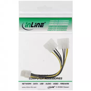 InLine cavo adattatore di alimentazione, 2x connettore maschio 5,25 pollici / connettore maschio PCI-Express 8 pin, 0,15 m