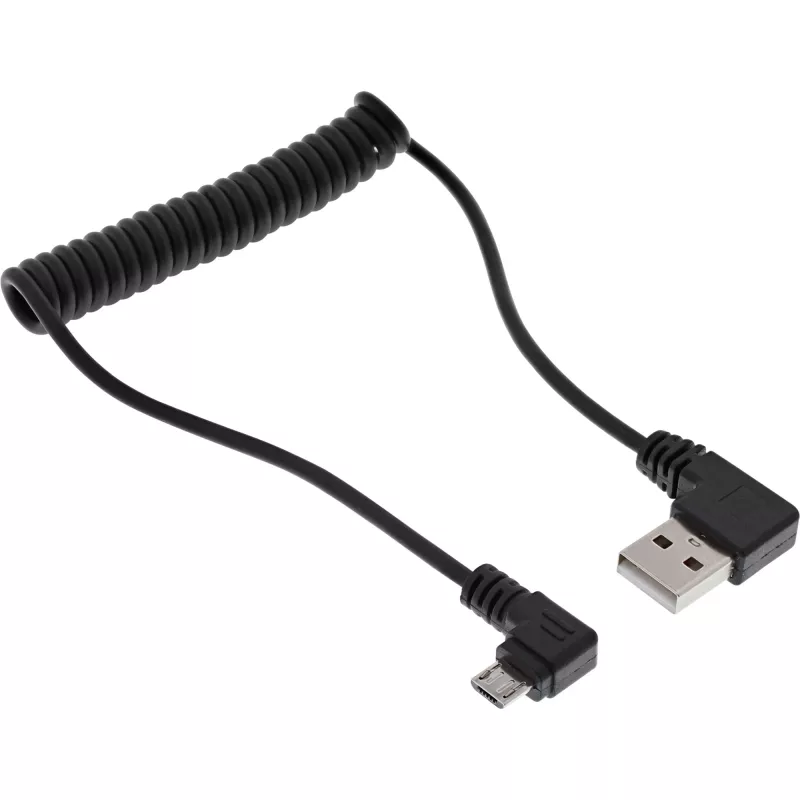 InLine set caricabatterie auto USB DUAL+, alimentatore con cavo a spirale 1 m