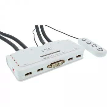 InLine switch KVM 4 porte DVI-D + USB + audio incl. 2 set di cavi