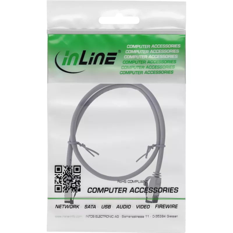 Cavo patch InLine sottile, U/FTP, Cat.8.1, TPE senza alogeni, grigio 0,5 m