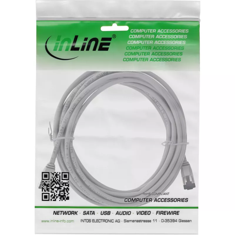 Cavo patch InLine sottile, U/FTP, Cat.8.1, TPE senza alogeni, grigio 3 m