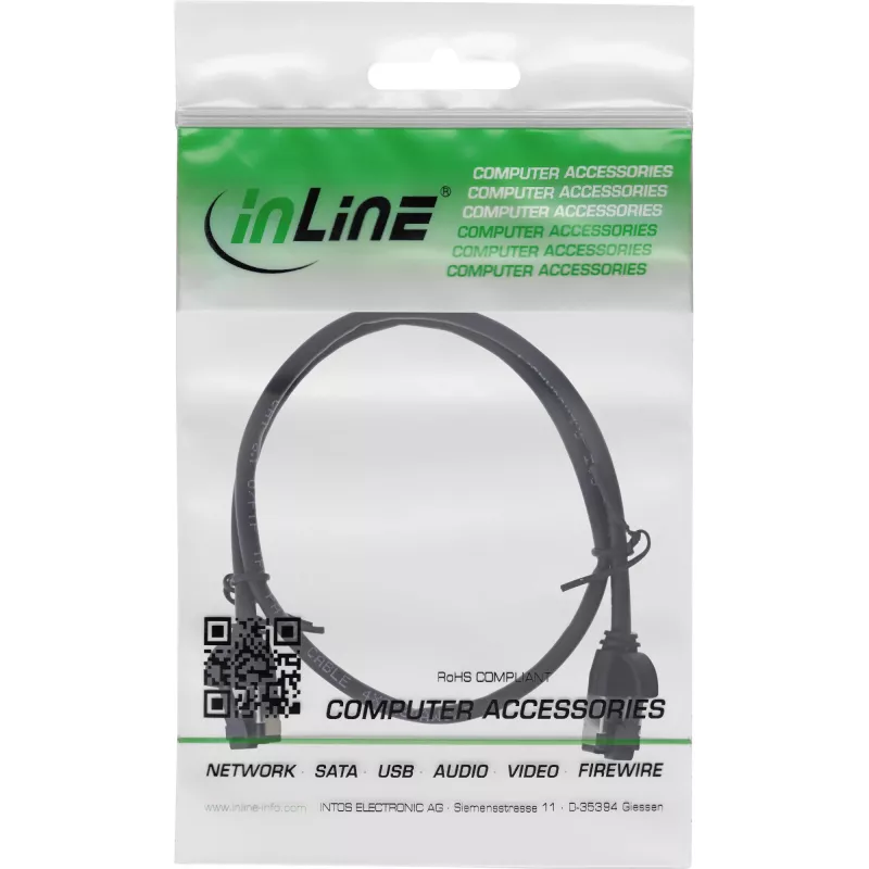 Cavo patch InLine sottile, U/FTP, Cat.8.1, TPE senza alogeni, nero 0,3 m