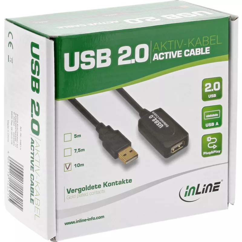 InLine cavo amplificatore di segnale attivo USB 2.0 Type-A maschio / A femmina, 25 m