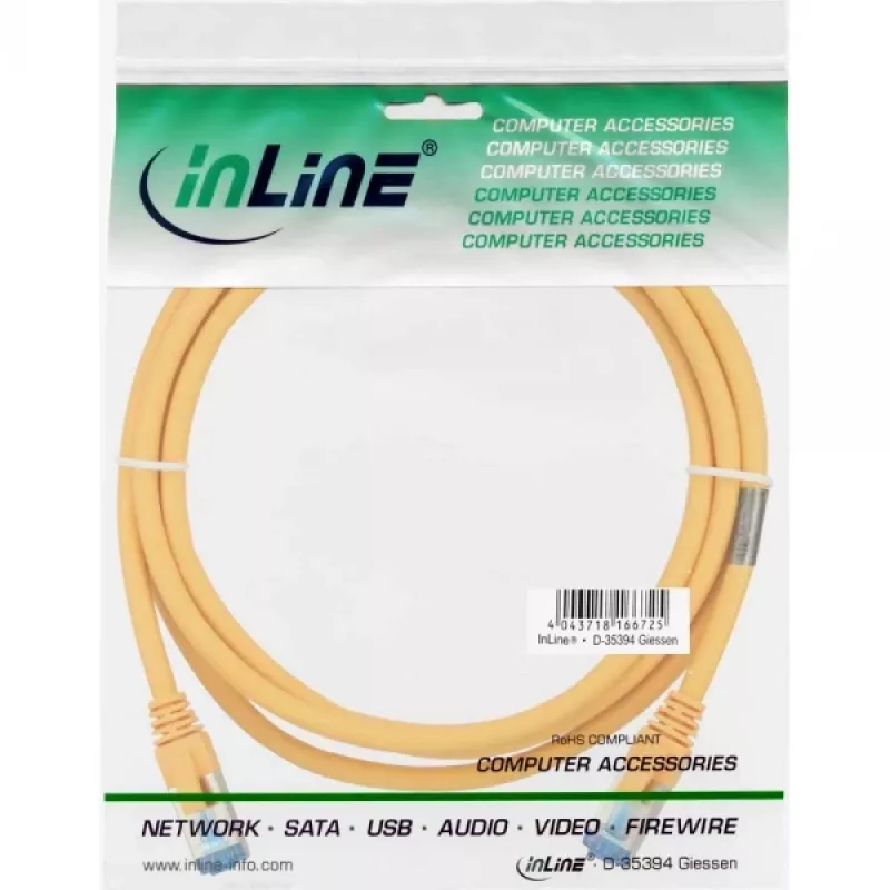 InLine cavo patch S/FTP PiMF Cat.6A halogen free 500 MHz giallo 1,5 m