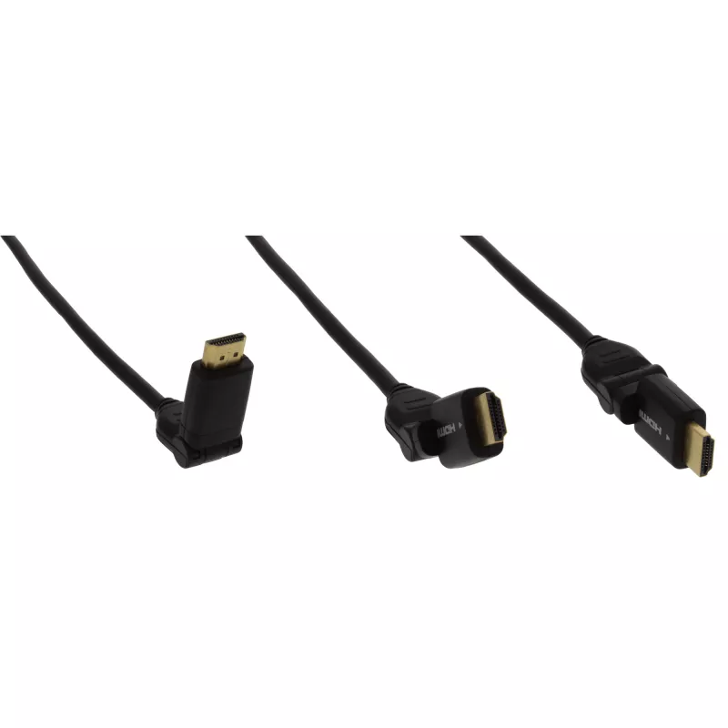 InLine cavo High Speed HDMI orientabile, con Eth., AM/AM, nero, contatti dorati, 2m