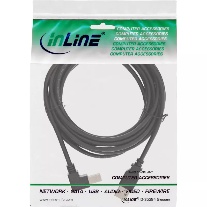InLine cavo USB 2.0 angolato Type-A maschio / B maschio, nero, 2m