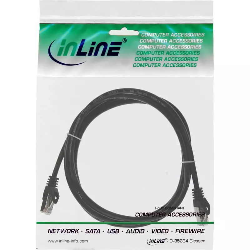 InLine cavo patch SF/UTP Cat.5e nero 1m