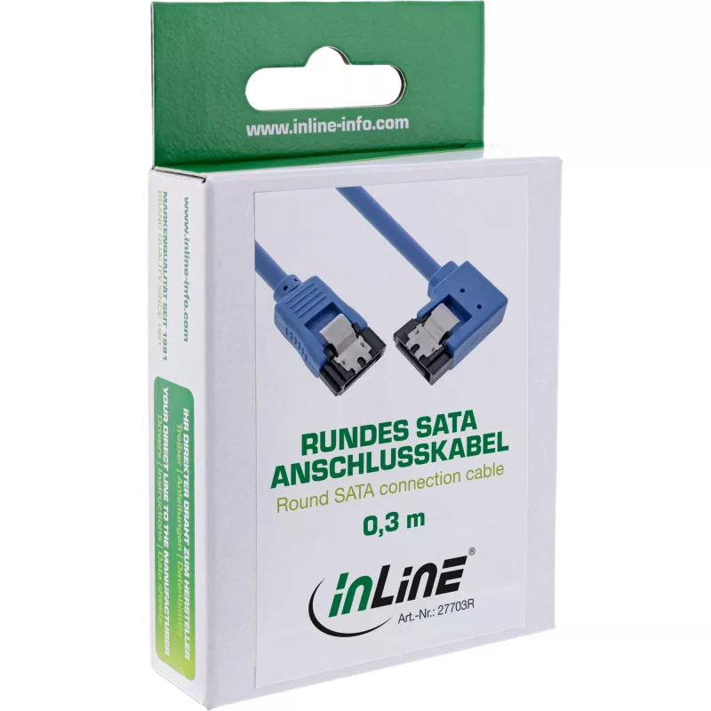 Cavo tondo InLine SATA 6Gb/s, un lato ad angolo retto 90°, con bloccaggio, 0,5 m