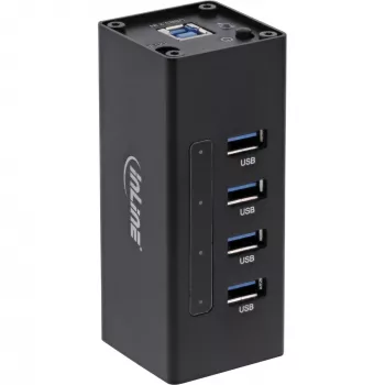 Hub USB 3.0 InLine, 4 porte, case in alluminio, con alimentatore 2,5A