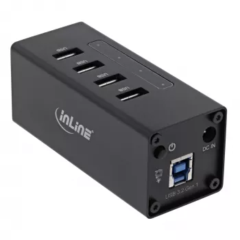 Hub USB 3.0 InLine, 4 porte, case in alluminio, con alimentatore 2,5A