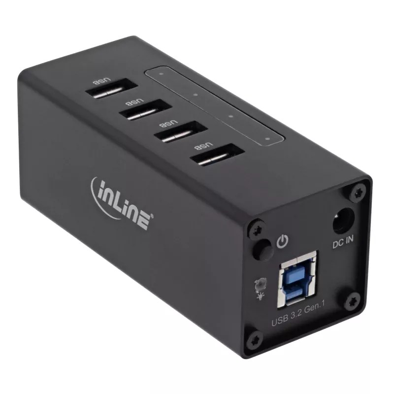Hub USB 3.0 InLine, 4 porte, case in alluminio, con alimentatore 2,5A