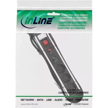 Ciabatta InLine, alluminio, 6 prese con protezione, interruttore, 1,5m