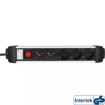 Ciabatta InLine, alluminio, 6 prese con protezione, interruttore, 1,5m