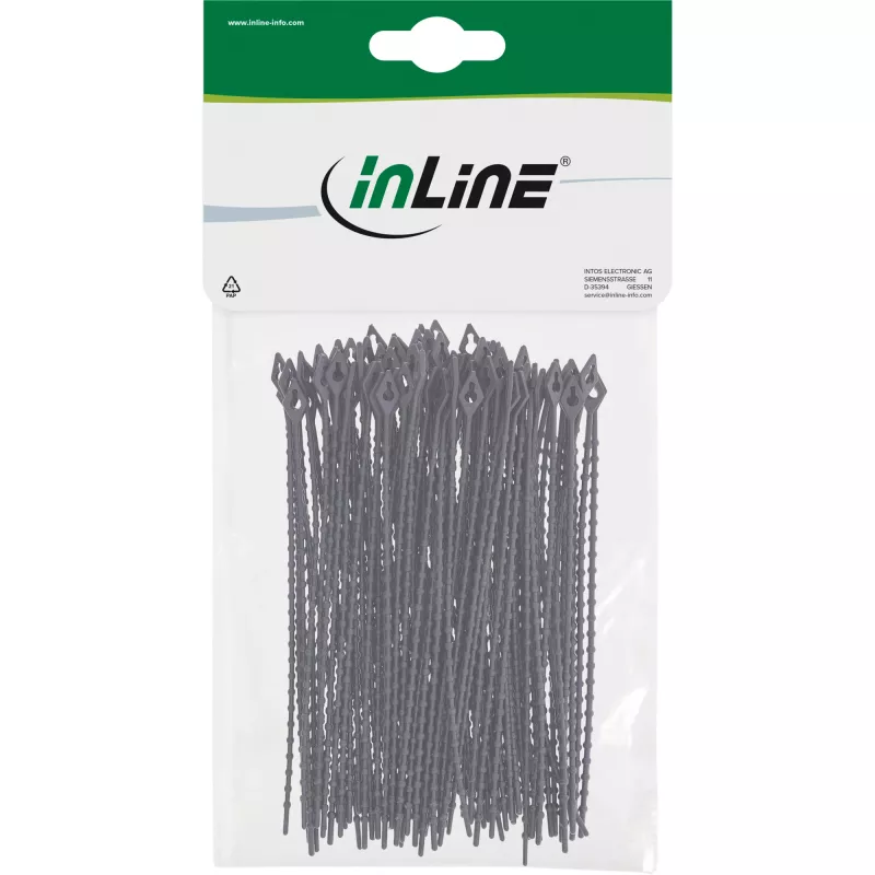Fascette per cavi InLine 100 mm nero, confezione da 100 — lunghezza 100 mm, nero, 100 pz.