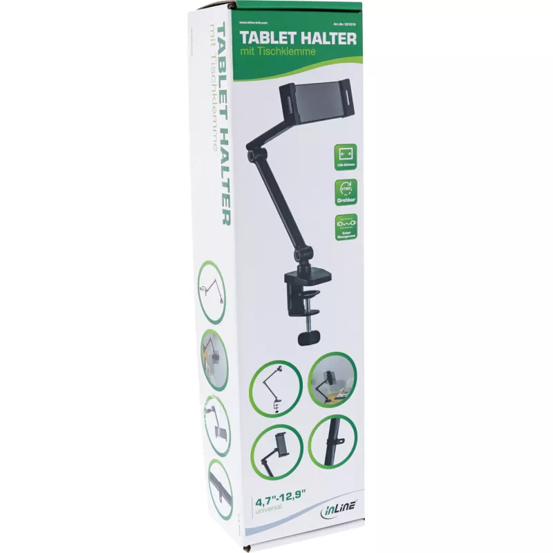 Supporto tablet InLine 55721S nero morsetto fino a 12,9