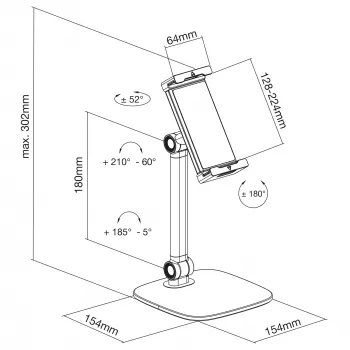 Supporto da tavolo per tablet InLine con base, fino a 12,9