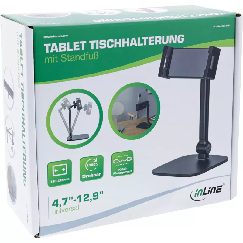 Supporto da tavolo per tablet InLine con base, fino a 12,9