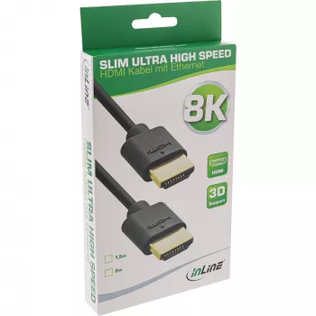 Cavo HDMI Slim Ultra High Speed M/M 8K4K placcato oro nero 2 m InLine