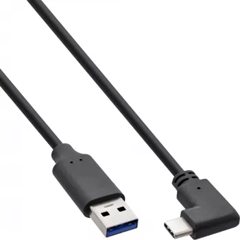 Cavo USB 3.2 InLine, USB-C maschio angolato su USB-A maschio, nero, 1,5 m