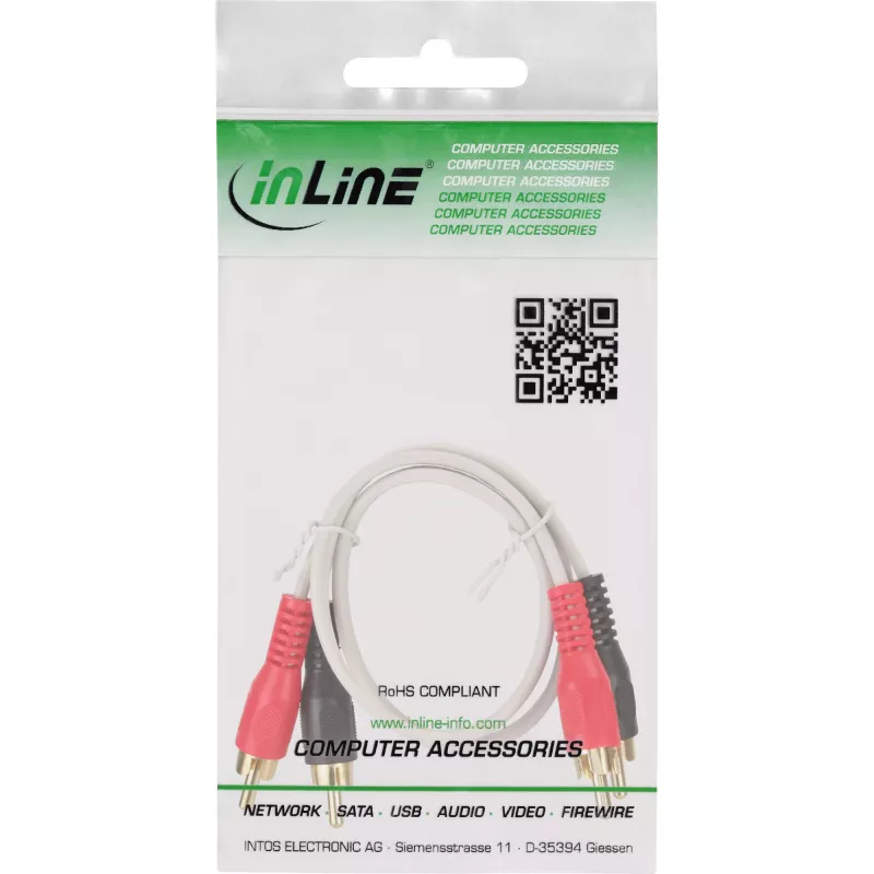Cavo RCA InLine 2x connettore RCA/maschio – placcato oro, 1 m, bianco